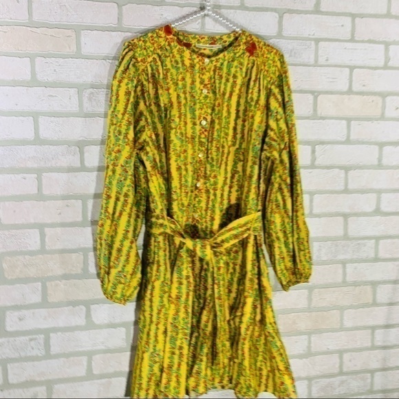 Roller Rabbit NWT Rhody Floral Striped Belted Dress in Yellow Size M - Picture 6 of 12